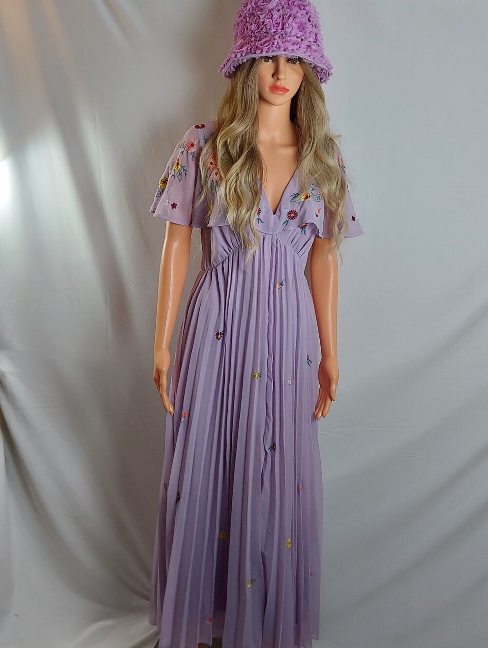 ASOS Lavender Floral Embroidered Maxi Dress